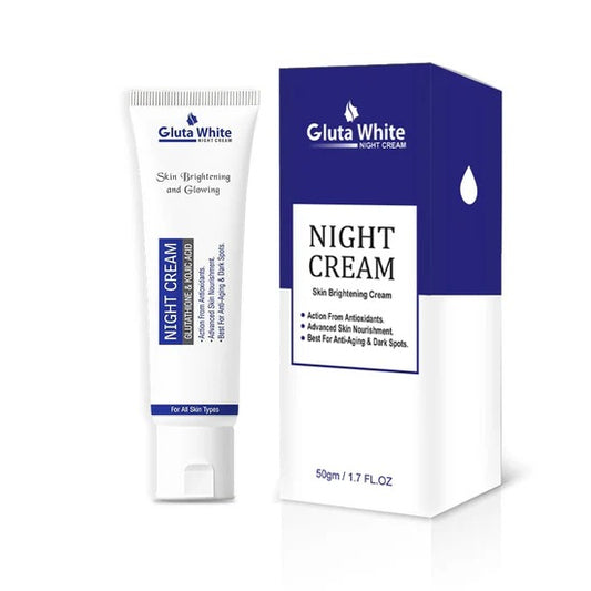 Gluta White Night Cream Tube Pack – Advanced Skin Brightening, Nourishing & Anti-aging Formula (50ml)